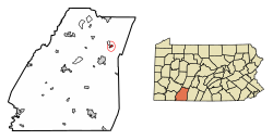 Location of Central City in Somerset County, Pennsylvania.