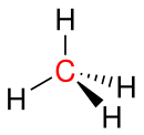 Methan, tetraedische Anordnung