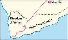 Map showing the Violet Line between Yemen and the Aden Protectorate.