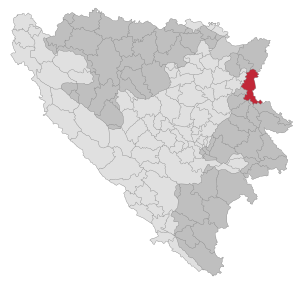 Lage der Gemeinde Gemeinde Zvornik in Bosnien und Herzegowina (anklickbare Karte)