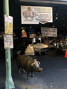 Pike Place Pig with Sign