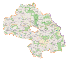 Mapa konturowa powiatu chełmskiego, blisko centrum na prawo znajduje się punkt z opisem „Natalin”