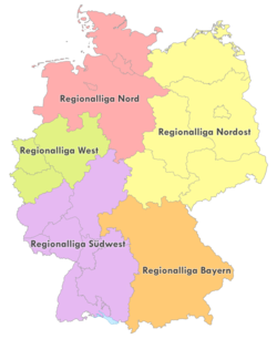 Geografische Einteilung der Regionalligen zur Saison 2012/13