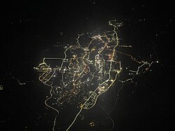 Aerial view of the city at night