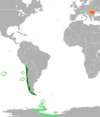 Location map for Chile and Romania.