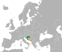 Haritada gösterilen yerlerde Croatia ve Montenegro