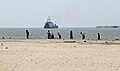 Blick vom Strand auf die Hafenausfahrt