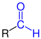 Allgemeine Struktur der Aldehyde mit der blau markierten Aldehyd-(Formyl-)Gruppe