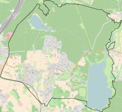 Mapa konturowa gminy Świerklaniec, po lewej nieco na dole znajduje się punkt z opisem „Pałac w Nakle Śląskim”