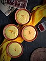 Phirni garnished with saffron