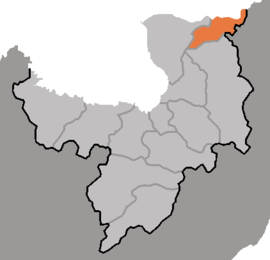 Map of Ryanggang showing the location of Taehongdan