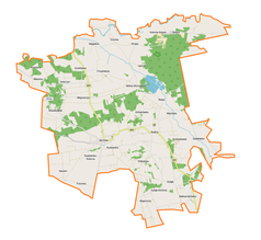 Mapa konturowa gminy Michów, na dole po lewej znajduje się punkt z opisem „Natalin”