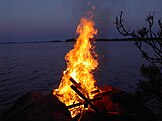 Bonfires are burnt at Midsommer night; Lake Pielavesi