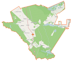 Mapa konturowa gminy Nowinka, w centrum znajduje się punkt z opisem „Nowinka”