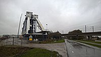 De spoorbrug tijdens de constructie; november 2015.