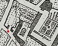 Die neue Kirche im Bau, Stadtplan von Delagrive 1728