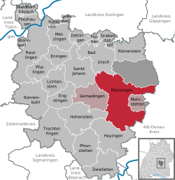 Elhelyezkedése Baden-Württemberg térképén