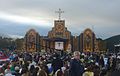 The main altarpiece made of maize, calabaza and coconut, especially for the 2015 visit by Pope Francis to Paraguay, in Luque