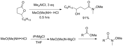 Example of syntheses from esters and lactones