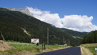 Passhöhe am Reschen, Blickrichtung Nordwest, links der Piz Lad