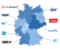 Karte mit den regionalen Rundfunkanstalten der ARD