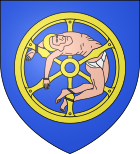 Der Heilige Georg, aufs Rad geflochten, im Wappen von Molsheim