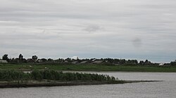 Confluence of Siberian rivers - the Ishim flows into the Irtysh, at the village Ust-Ishim, in Ust-Ishimsky District