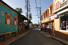 Empty street in El Poblado during low season.