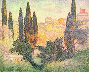 Henri-Edmond Cross, Cypresses at Cagnes, c.1900