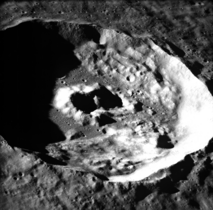 Another oblique view from Apollo 17, facing south, while the crater was near the sunrise terminator.