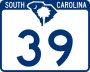 South Carolina Highway 39 marker