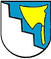 Gemeinde Biburg (1970–1978) Durch drei Spitzen schräggeteilt von Blau und Silber: oben links eine aufrechte goldene Streitaxt.