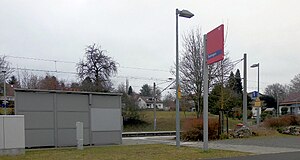 Side platforms next to railway line