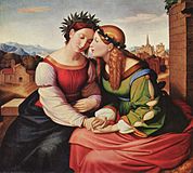 Italia und Germania, door Friedrich Overbeck, voor Pforr, 'tegenstuk' voor zijn Sulamith und Maria