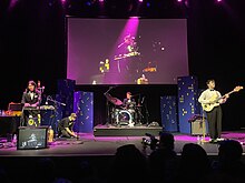 Ginger Root performing in Los Angeles in 2023. From left to right - Lew, Carney, Hovis.