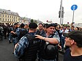 Rosgvard OMON, during crowd control duty, dressed in blue ATACS.