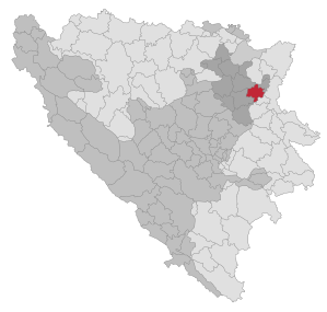 Lage der Gemeinde Kalesija in Bosnien und Herzegowina (anklickbare Karte)