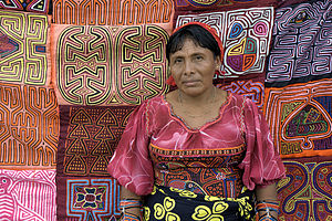Kuna woman selling molas