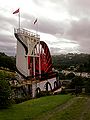 Rückansicht der Lady Isabella, im Hintergrund Laxey