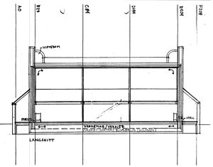 Lengdesnitt, som viser planlagte «vifterom»