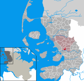 Poziția Almdorf pe harta districtului Nordfriesland