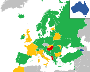 A coloured map of the countries of Europe