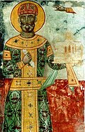 Un affresco del Re georgiano Davide IV (r. 1089-1125] dal Monastero di Gelati.