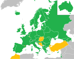 Mapa z zaznaczeniem państw uczestniczących