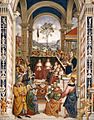 Pinturicchio, Pius II. beruft 1459 einen Fürstentag zu Mantua ein, um über einen neuen Kreuzzug zu beraten. Fresko im Dom von Siena, Piccolomini-Bibliothek, 1502–9.