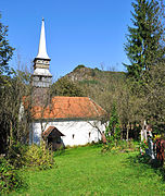 Archangels wooden church in Băcâia