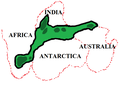 Hypothetische Paläogeographie vom Kontinent Ur