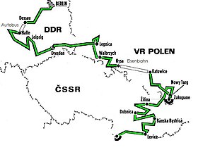 Karte Internationale Friedensfahrt 1988