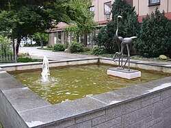 Flamingobrunnen auf dem Neuberinplatz in Zwickau (2013)