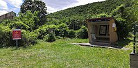 Passenger shelter at the train stop.